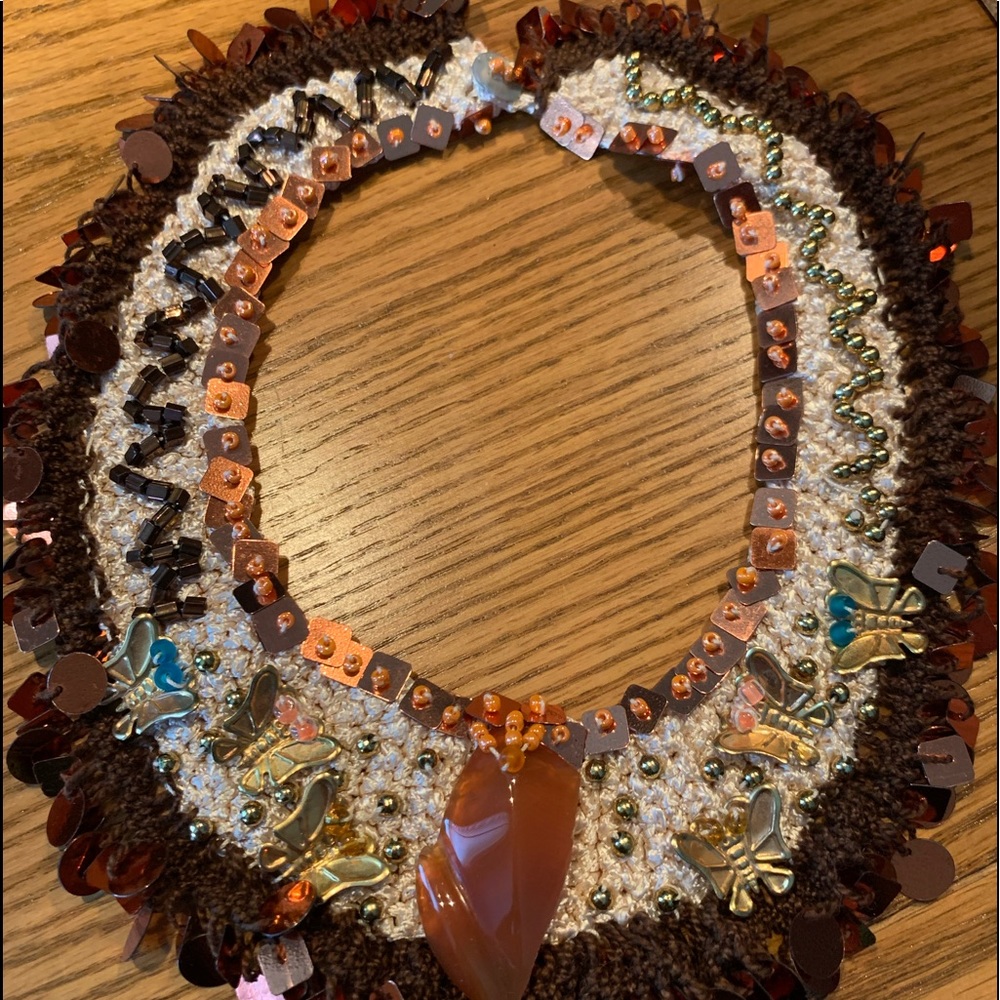 Knitted and beaded necklace